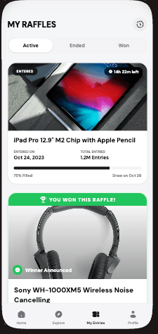 RAFFL App User Interface