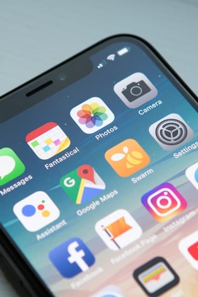 RAFFL App screen with various apps like Photos, Camera, Messages, and Google Maps